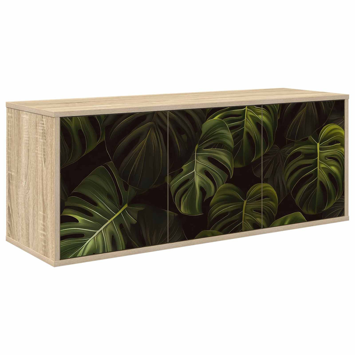 Wall-mounted TV Cabinet BONN 102 x 33 x 40 cm Sonoma oak Palm leave print