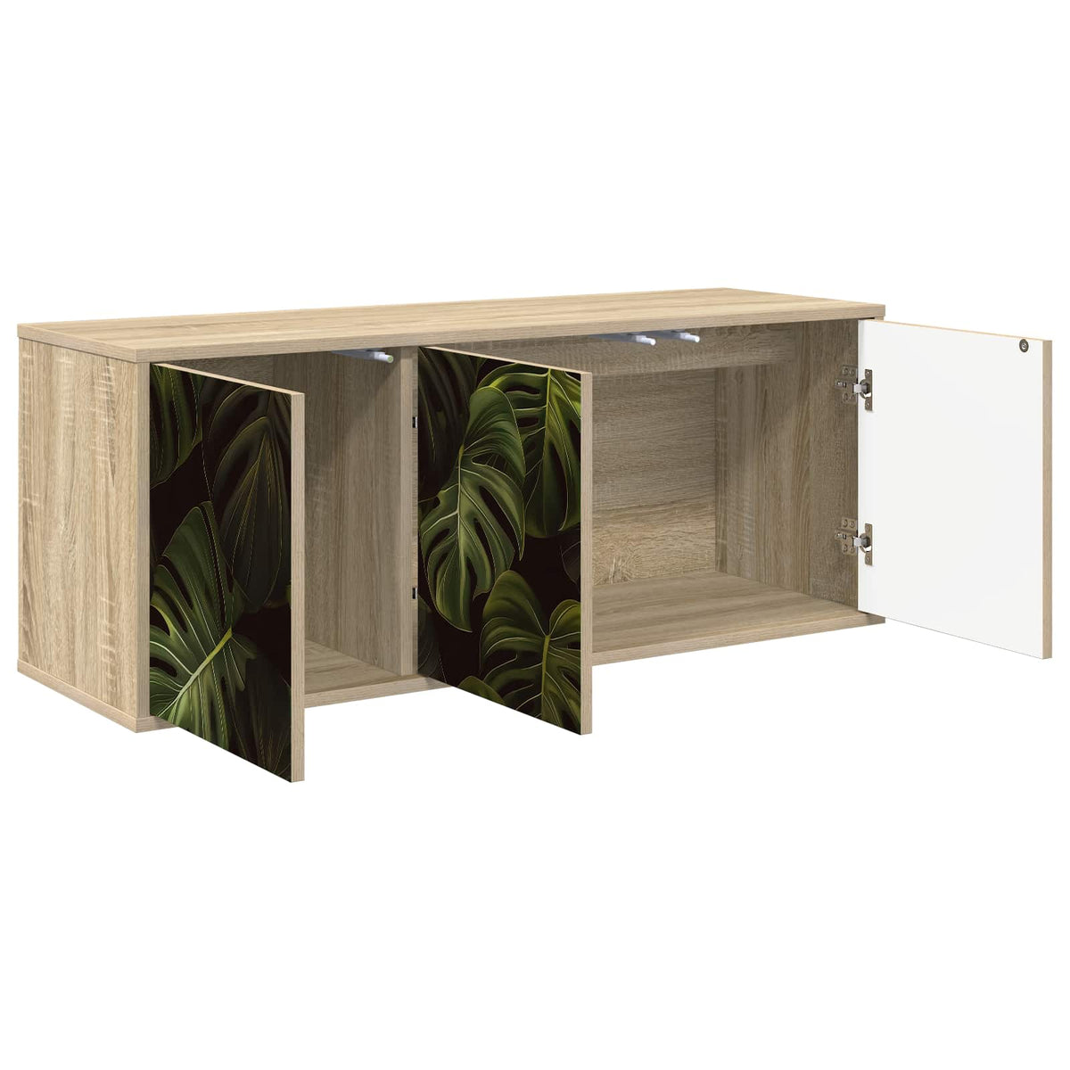 Wall-mounted TV Cabinet BONN 102 x 33 x 40 cm Sonoma oak Palm leave print