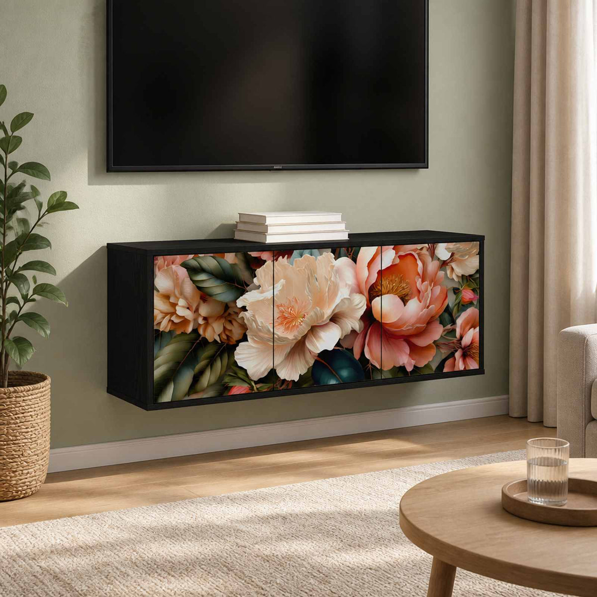 vidaXL Wall-mounted TV Cabinet BORNE 102 x 33 x 40 cm Black Oak 1