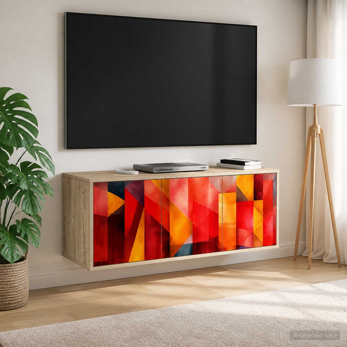 Wall-mounted TV Cabinet BONN 102 x 33 x 40 cm Sonoma oak Color block print