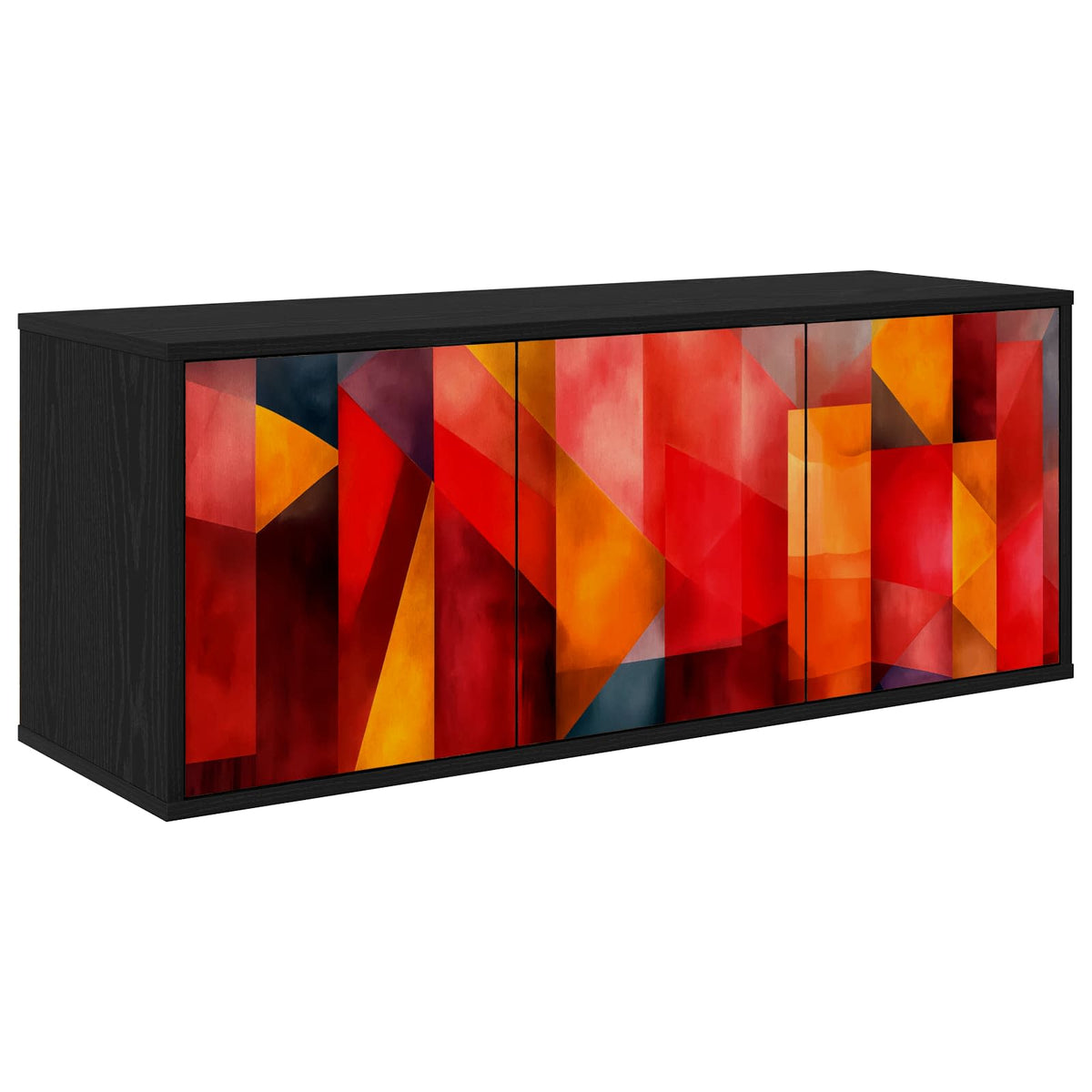 Wall-mounted TV Cabinet BONN 102 x 33 x 40 cm Black oak Color block print