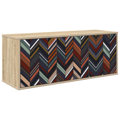 Wall-mounted TV Cabinet BONN 102 x 33 x 40 cm Sonoma oak Geometric print