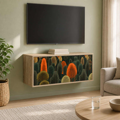 Wall-mounted TV Cabinet BONN 102 x 33 x 40 cm Sonoma oak Forest print
