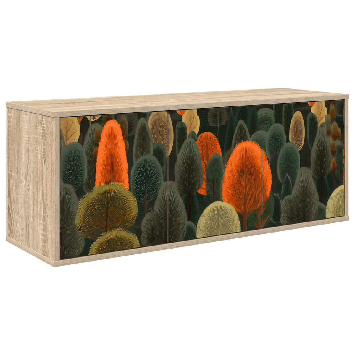 Wall-mounted TV Cabinet BONN 102 x 33 x 40 cm Sonoma oak Forest print