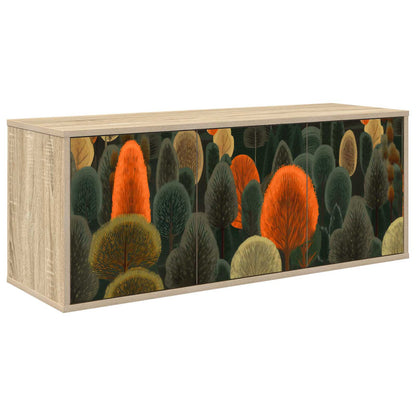 Wall-mounted TV Cabinet BONN 102 x 33 x 40 cm Sonoma oak Forest print