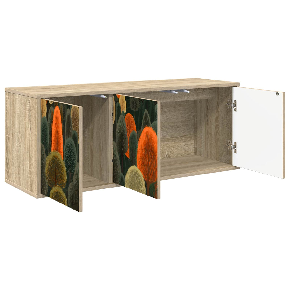 Wall-mounted TV Cabinet BONN 102 x 33 x 40 cm Sonoma oak Forest print
