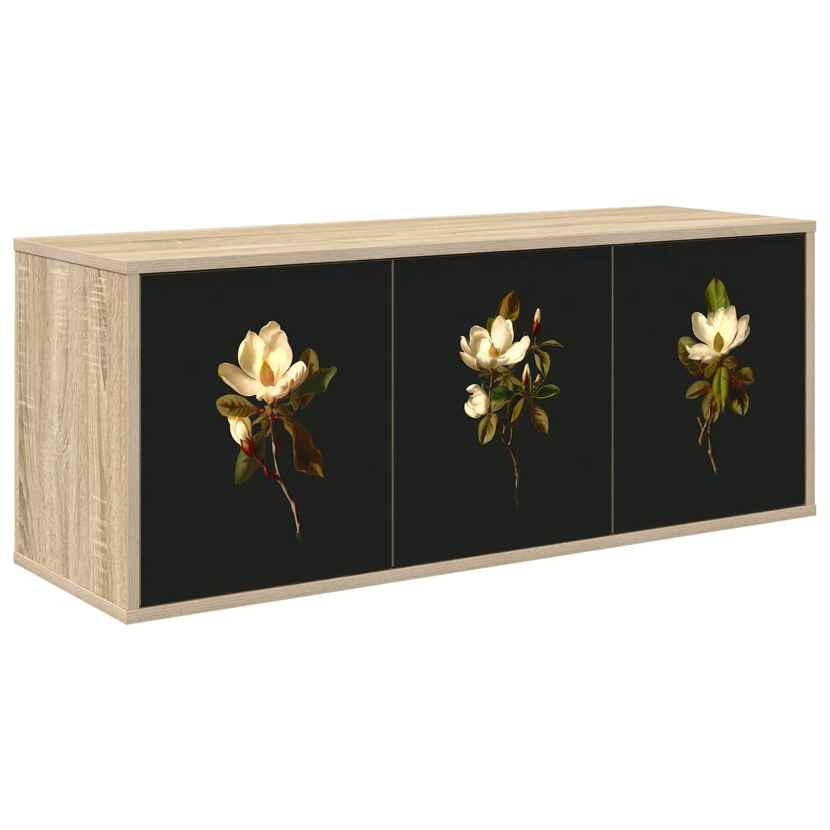 Wall-mounted TV Cabinet BONN 102 x 33 x 40 cm Sonoma oak Magnolia print