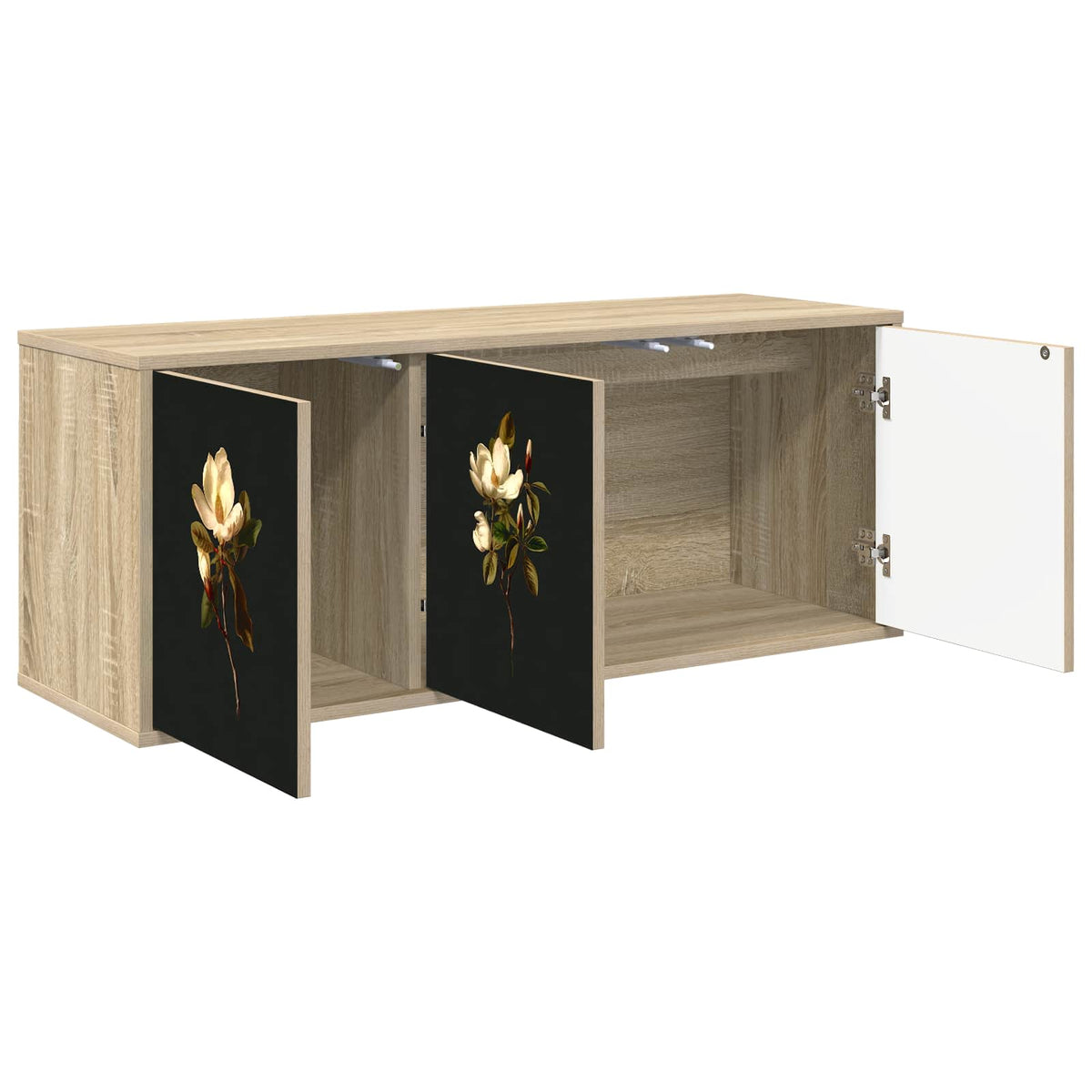 Wall-mounted TV Cabinet BONN 102 x 33 x 40 cm Sonoma oak Magnolia print