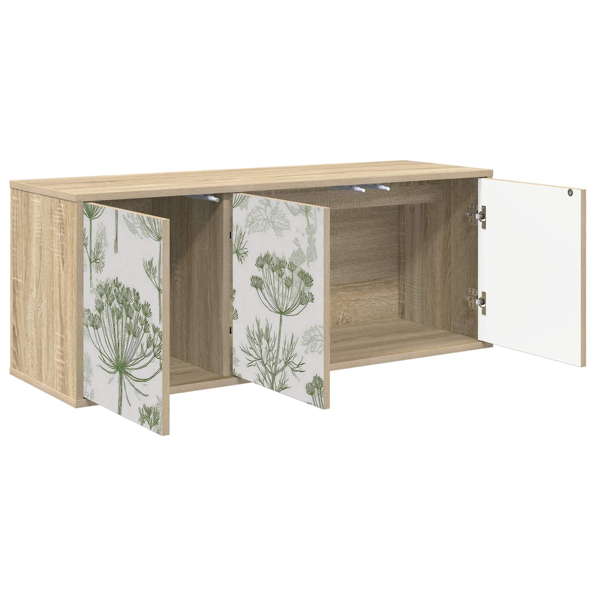 Wall-mounted TV Cabinet BONN 102 x 33 x 40 cm Sonoma oak Green tree print