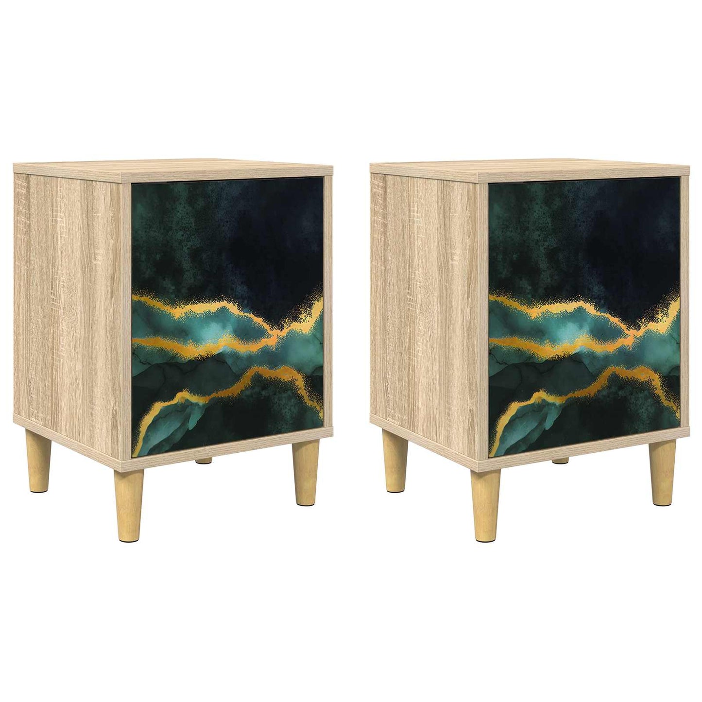 vidaXL Bedside Cabinet WIJHE 2 pcs Sonoma Oak 36 x 33 x 50 cm 2