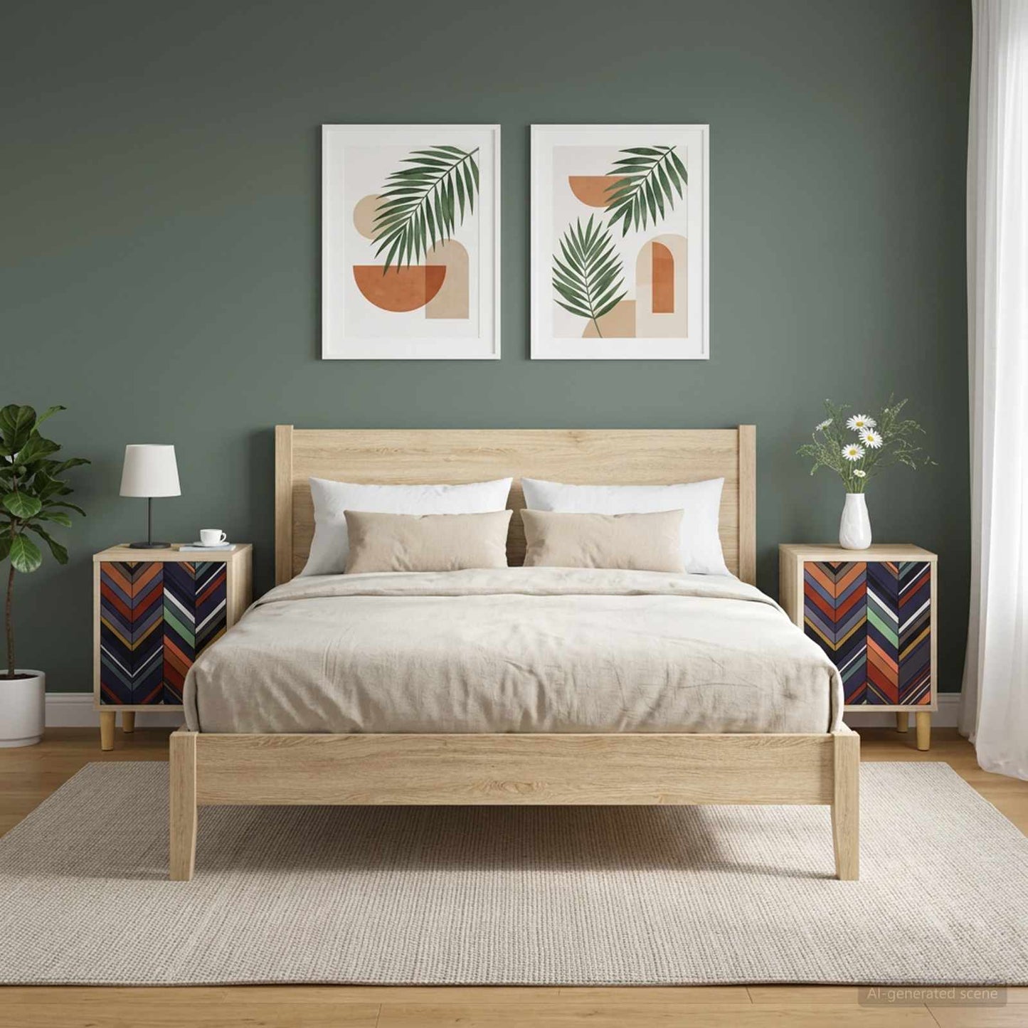 vidaXL Bedside Cabinet OMMEN 2 pcs Sonoma Oak 36 x 33 x 50 cm 1