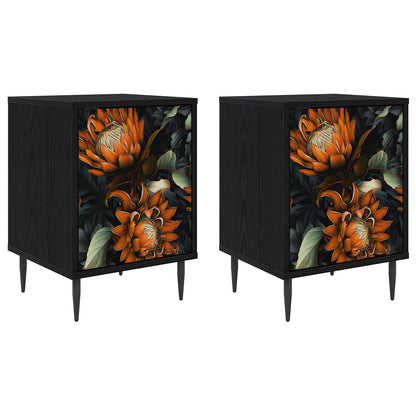 vidaXL Bedside Cabinet LOCHEM 2 pcs Black Oak 36 x 33 x 51 cm 2
