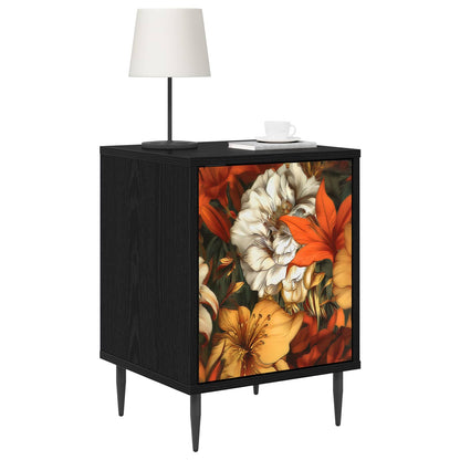 Bedside Cabinet BONN Black Oak 36 x 33 x 51 cm 2 Lily print