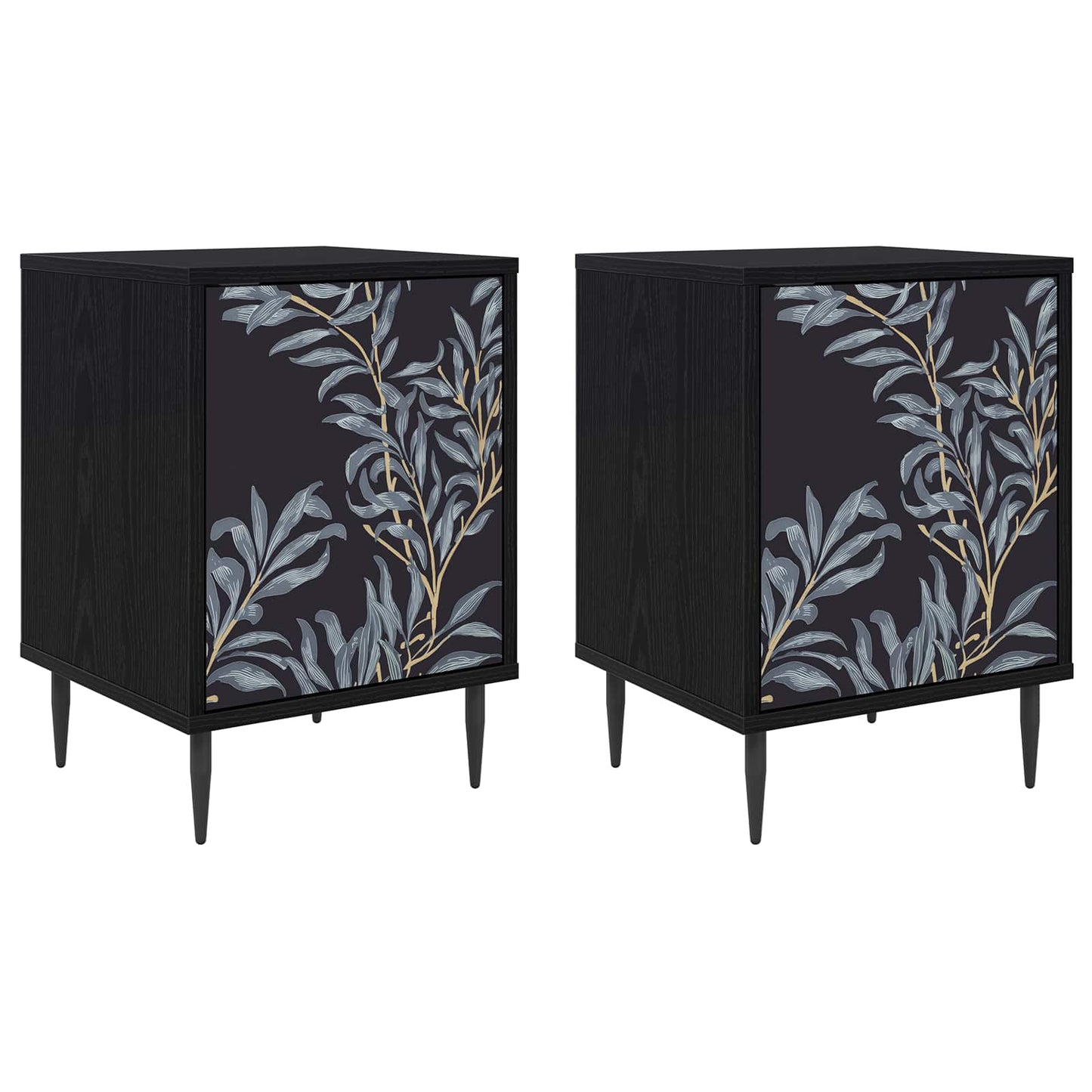 vidaXL Bedside Cabinet DOKKUM 2 pcs Black Oak 36 x 33 x 51 cm 2
