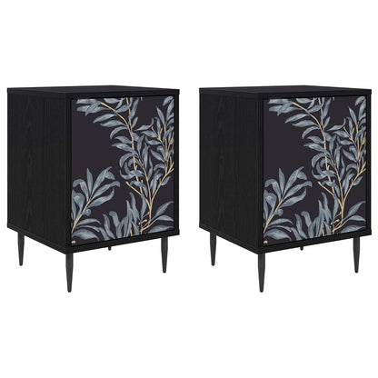 vidaXL Bedside Cabinet DOKKUM 2 pcs Black Oak 36 x 33 x 51 cm 2