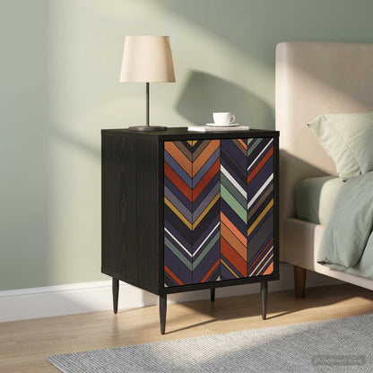 Bedside Cabinet BONN Black Oak 36 x 33 x 51 cm 2 Geometric print