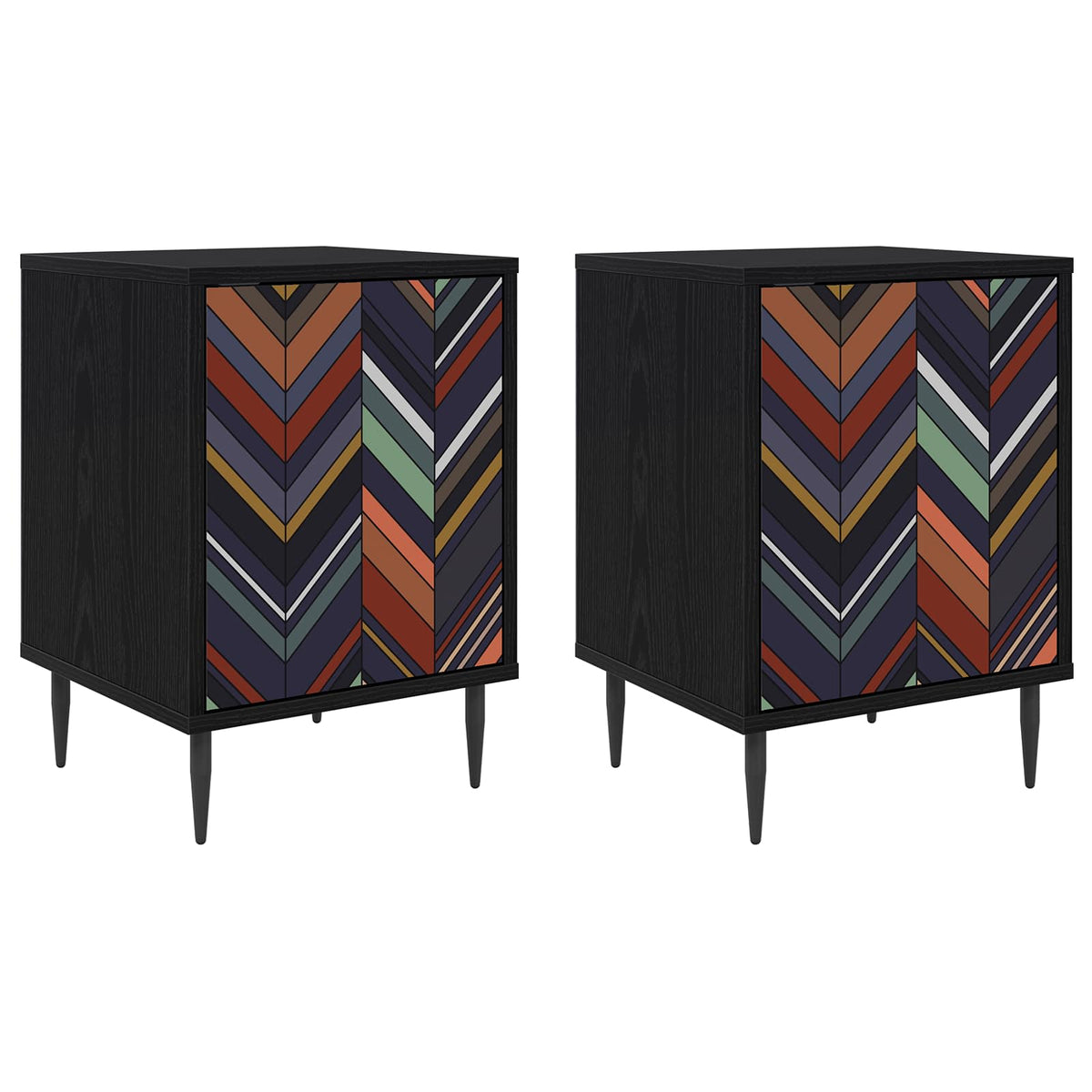 Bedside Cabinet BONN Black Oak 36 x 33 x 51 cm 2 Geometric print