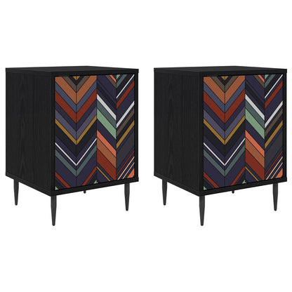 Bedside Cabinet BONN Black Oak 36 x 33 x 51 cm 2 Geometric print