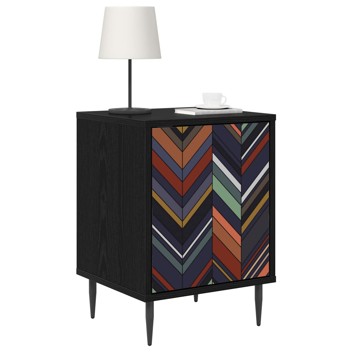 Bedside Cabinet BONN Black Oak 36 x 33 x 51 cm 2 Geometric print