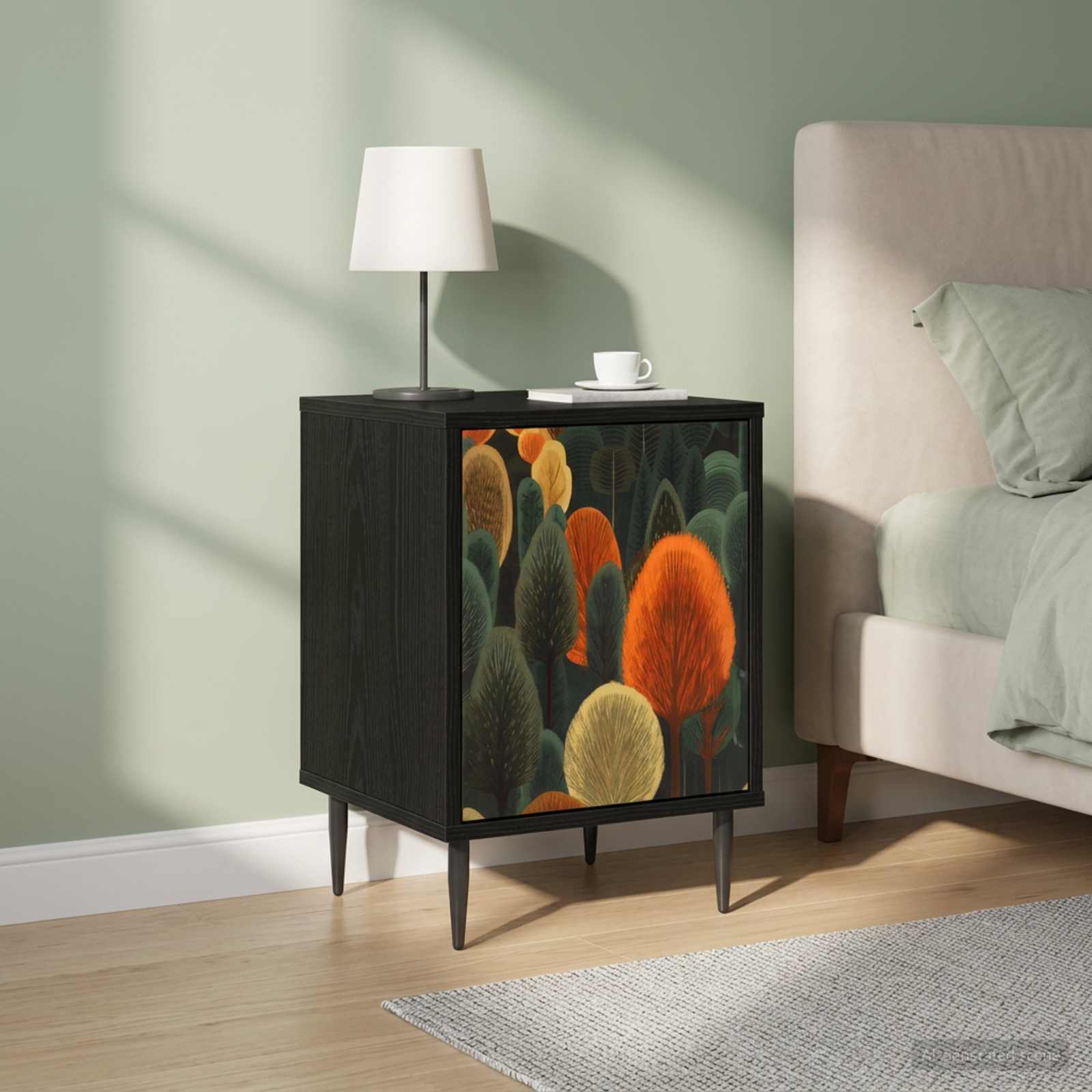 vidaXL Bedside Cabinet ZAANDAM 2 pcs Black Oak 36 x 33 x 51 cm 1