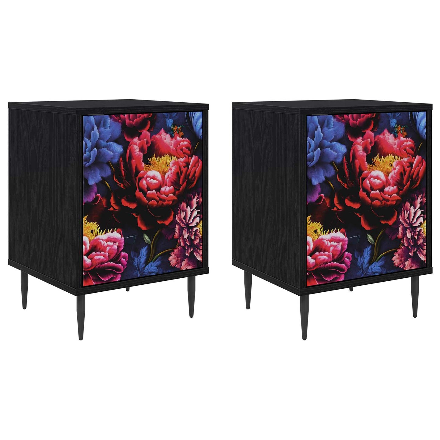 vidaXL Bedside Cabinet KIEL 2 pcs Black Oak 36 x 33 x 51 cm 2