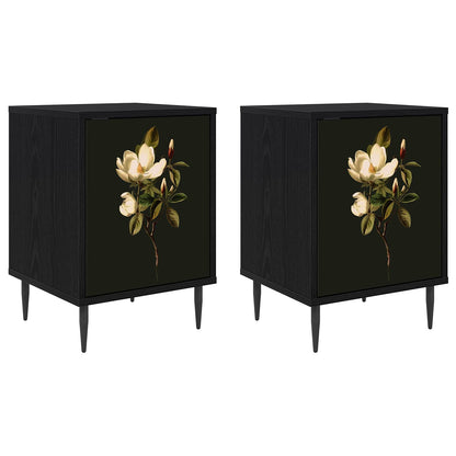 Bedside Cabinet BONN Black Oak 36 x 33 x 51 cm 2 Magnolia print