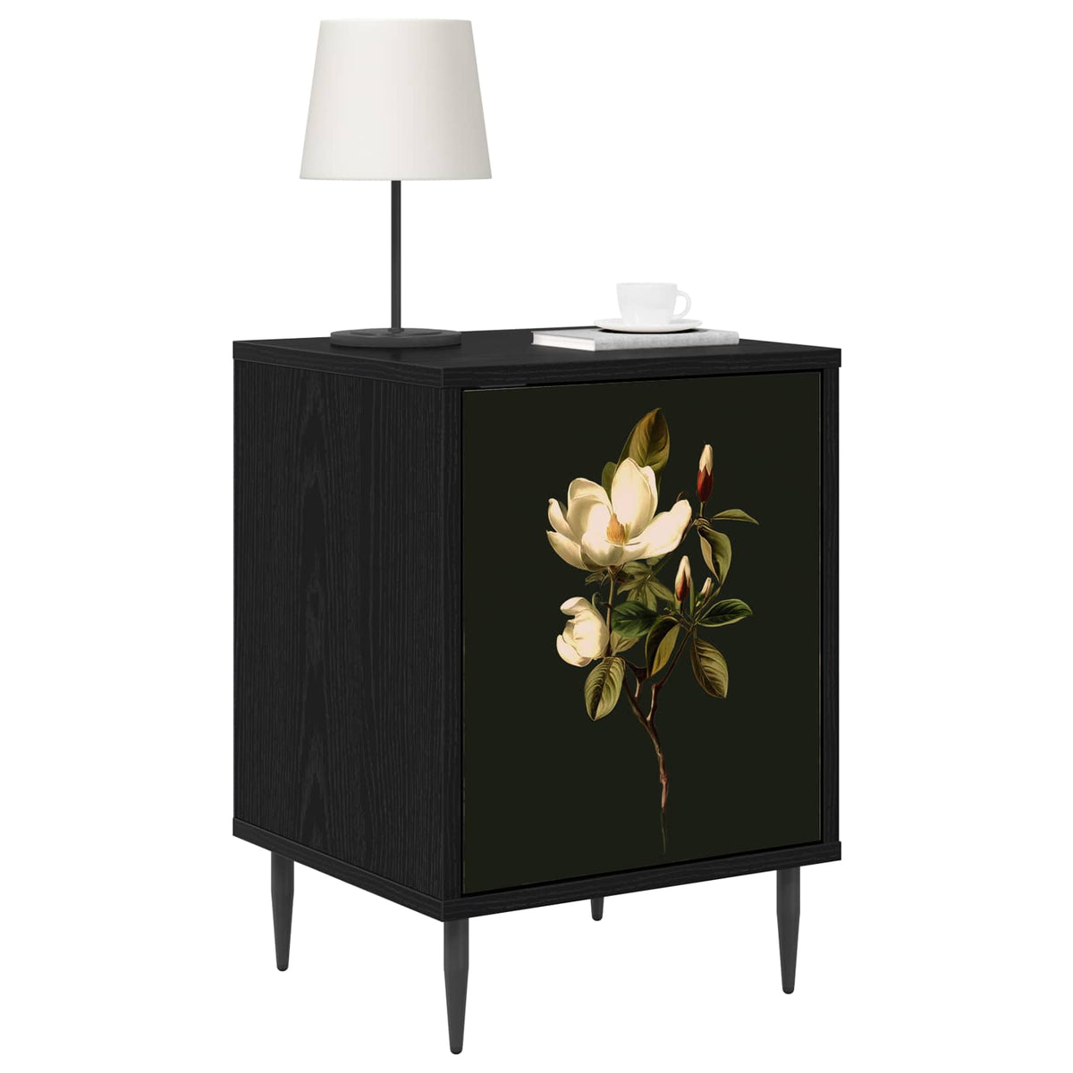 Bedside Cabinet BONN Black Oak 36 x 33 x 51 cm 2 Magnolia print