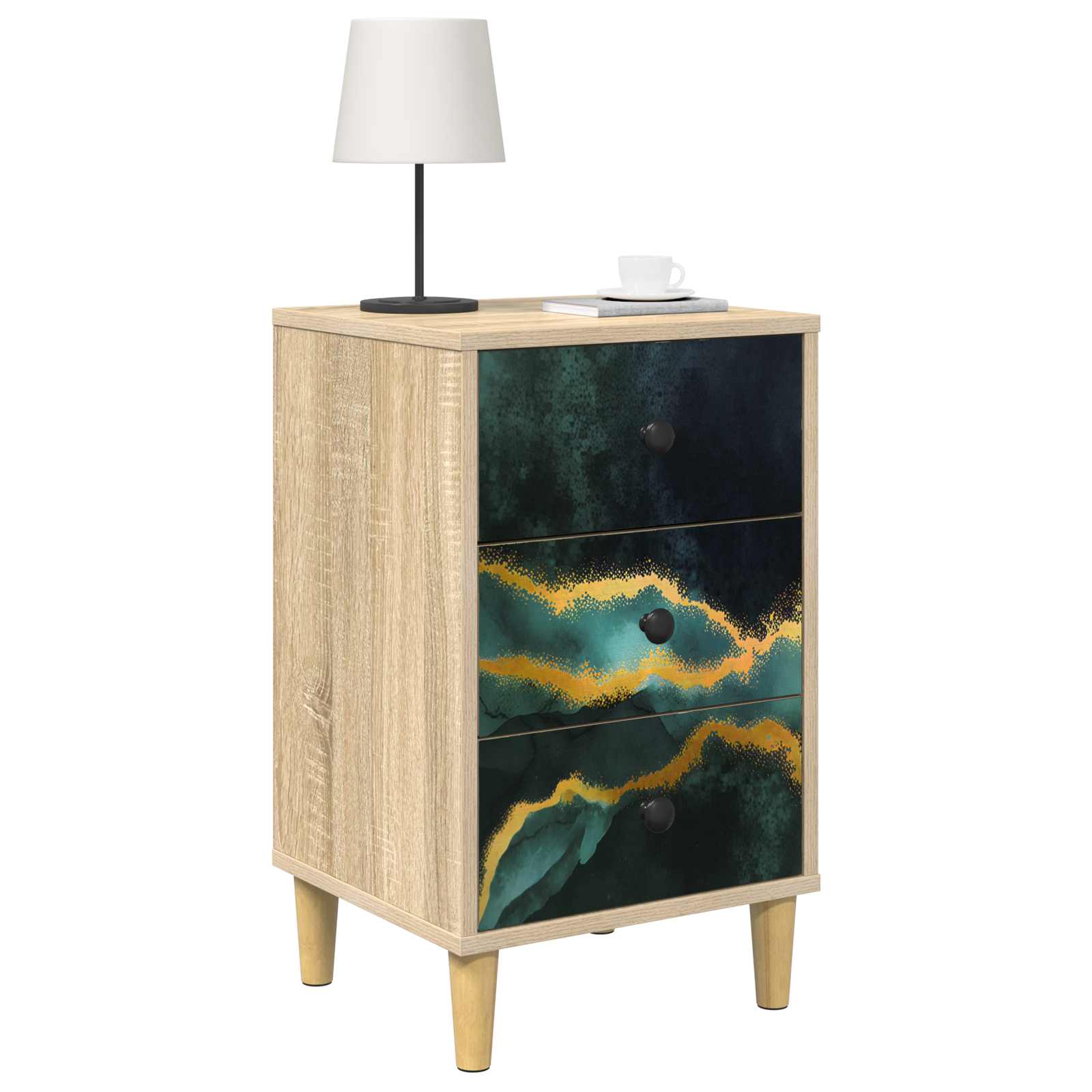 vidaXL Bedside Cabinet WIJHE Sonoma Oak 36 x 33 x 60 cm 3