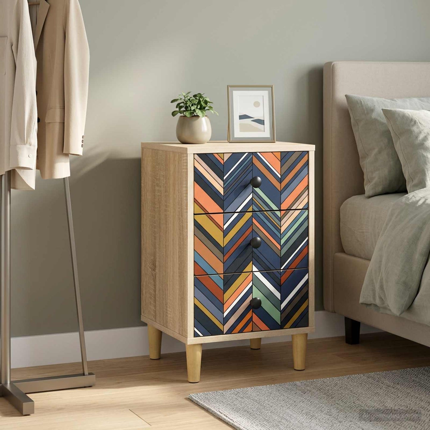 vidaXL Bedside Cabinet OMMEN Sonoma Oak 36 x 33 x 60 cm 1