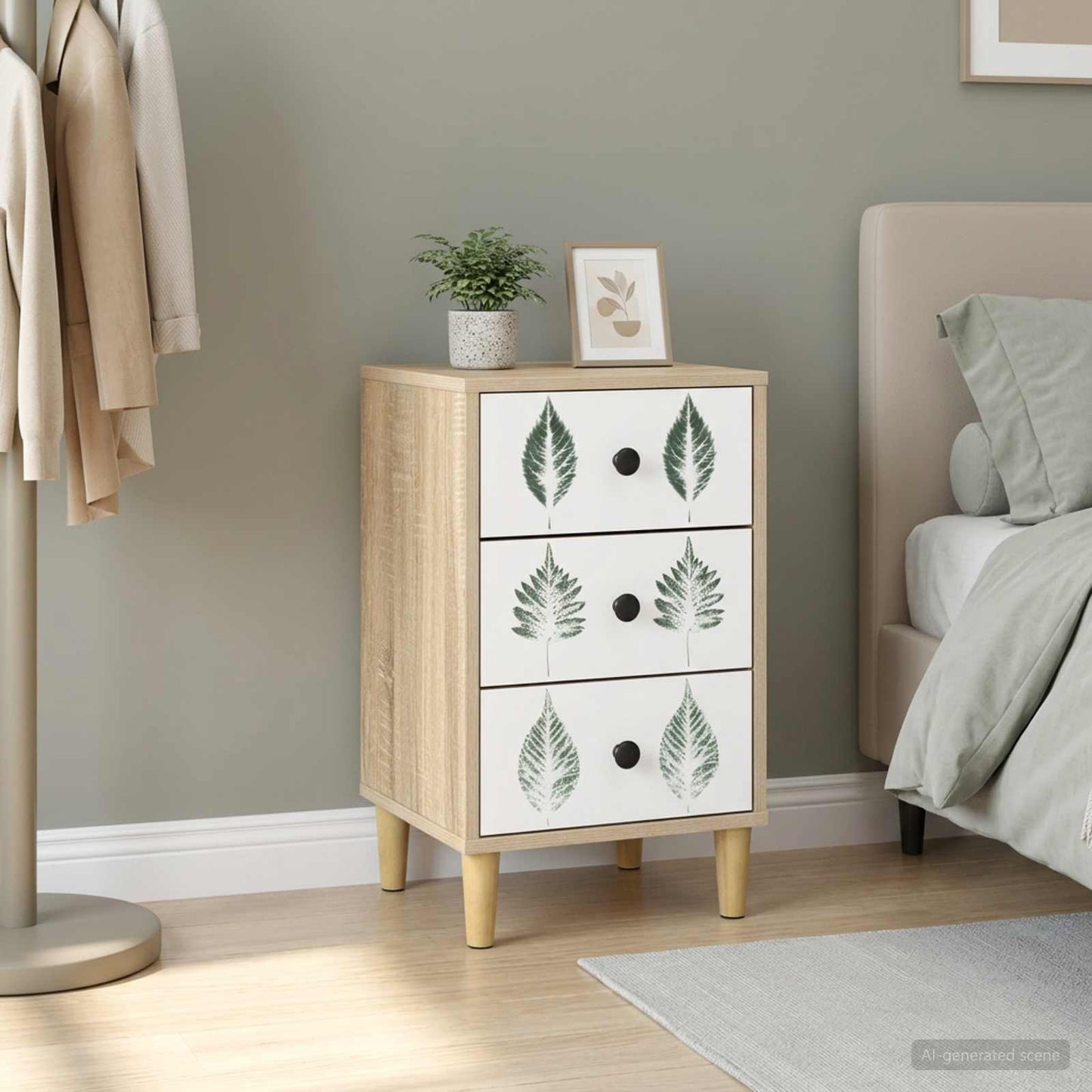 vidaXL Bedside Cabinet HANAU Sonoma Oak 36 x 33 x 60 cm 1