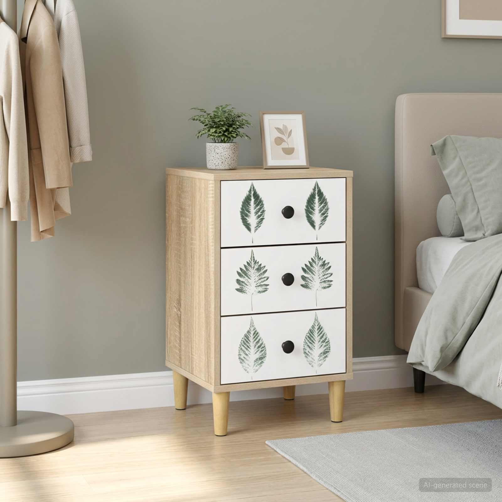 vidaXL Bedside Cabinet HANAU Sonoma Oak 36 x 33 x 60 cm 1