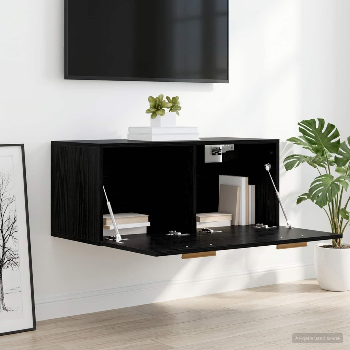 vidaXL Wall Cabinet Wall-Mounted Black oak 80 x 36.5 x 35 cm 4