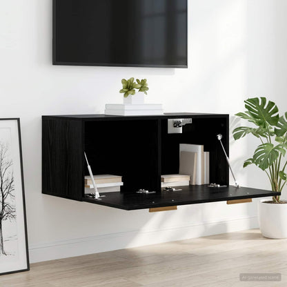 vidaXL Wall Cabinet Wall-Mounted Black oak 80 x 36.5 x 35 cm 4