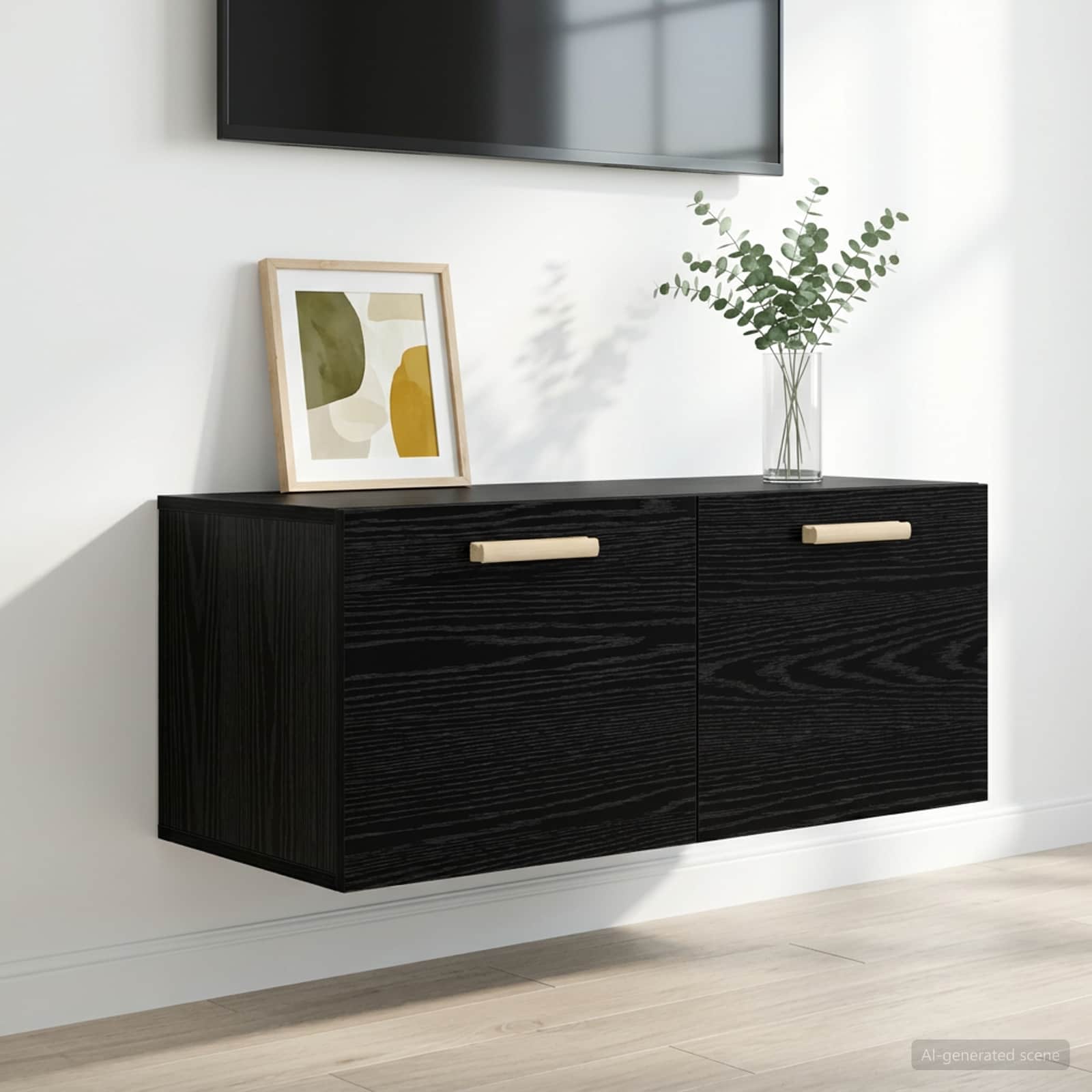 vidaXL Wall Cabinet Wall-Mounted Black oak 80 x 36.5 x 35 cm 1