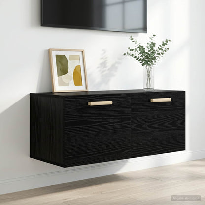 vidaXL Wall Cabinet Wall-Mounted Black oak 80 x 36.5 x 35 cm 1