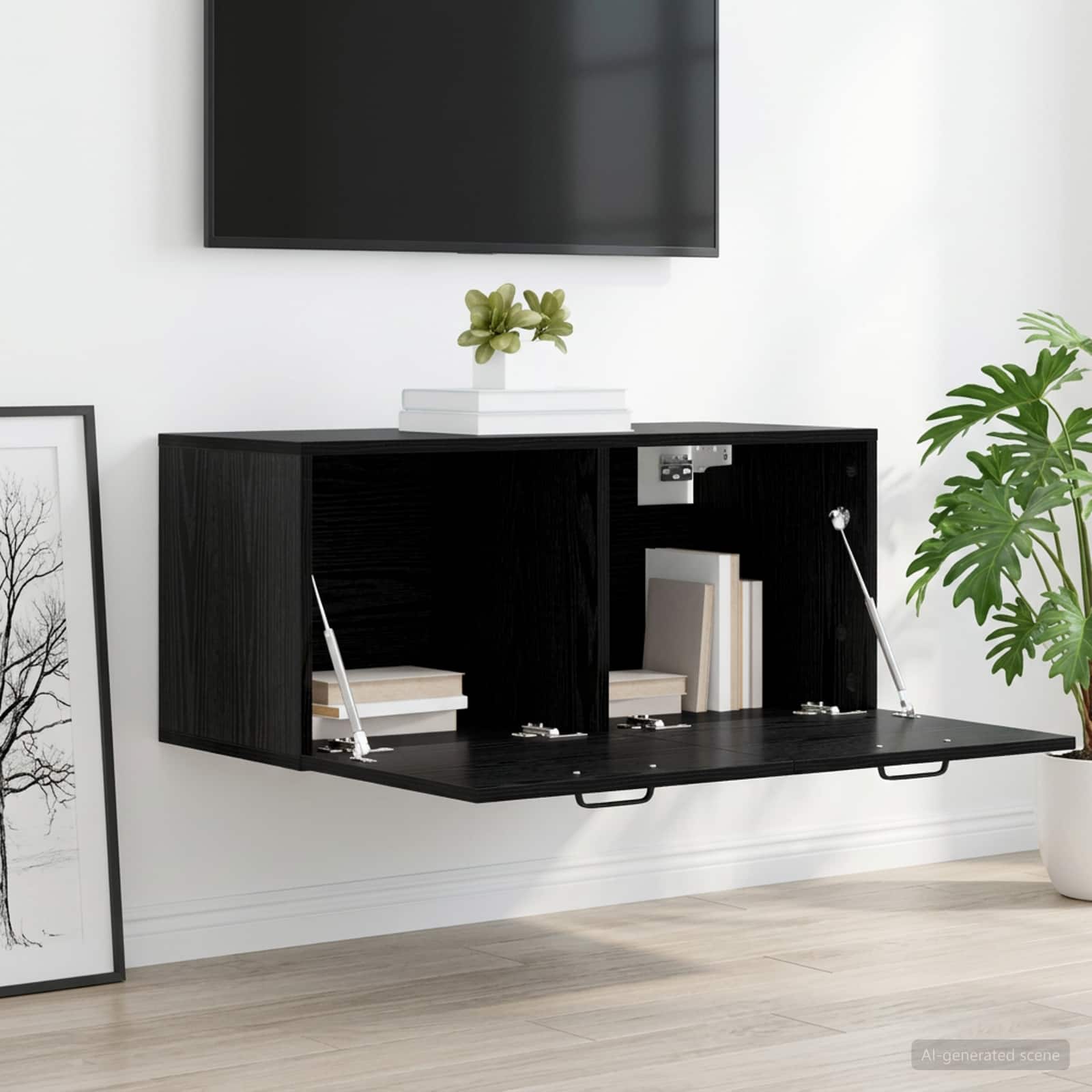vidaXL Wall Cabinet Wall-Mounted Black oak 80 x 36.5 x 35 cm 4