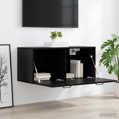 vidaXL Wall Cabinet Wall-Mounted Black oak 80 x 36.5 x 35 cm 4