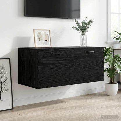 vidaXL Wall Cabinet Wall-Mounted Black oak 80 x 36.5 x 35 cm 1