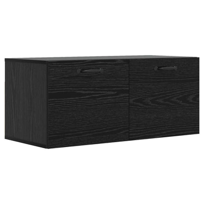 vidaXL Wall Cabinet Wall-Mounted Black oak 80 x 36.5 x 35 cm 2