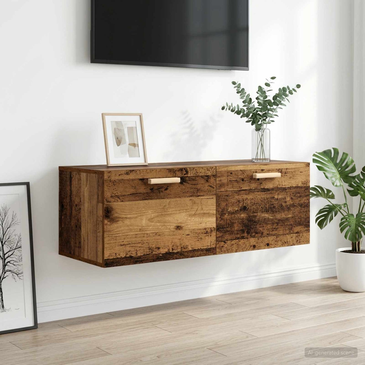 vidaXL Wall Cabinet Old wood 100 x 36.5 x 35 cm Engineered Wood 1