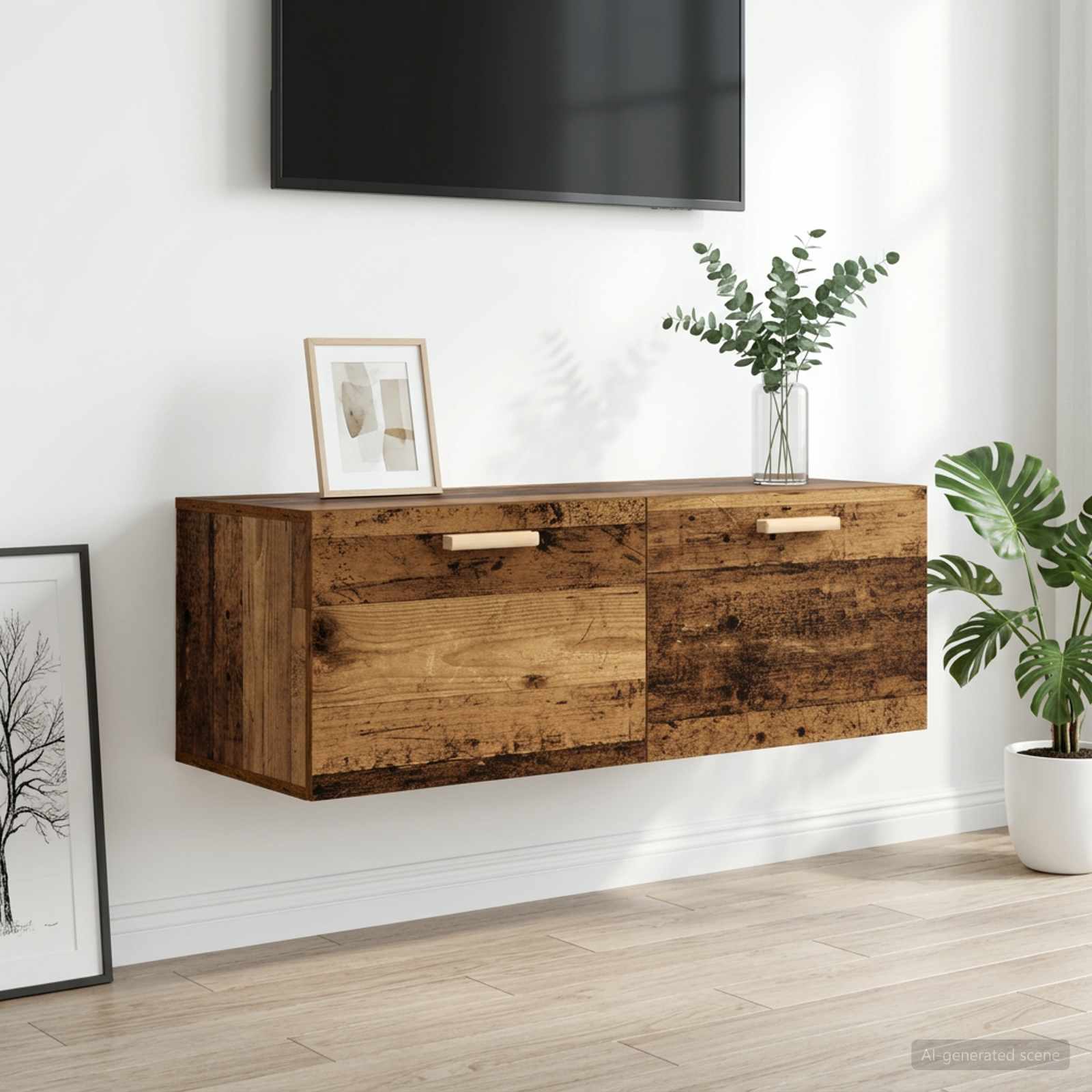 vidaXL Wall Cabinet Old wood 100 x 36.5 x 35 cm Engineered Wood 1
