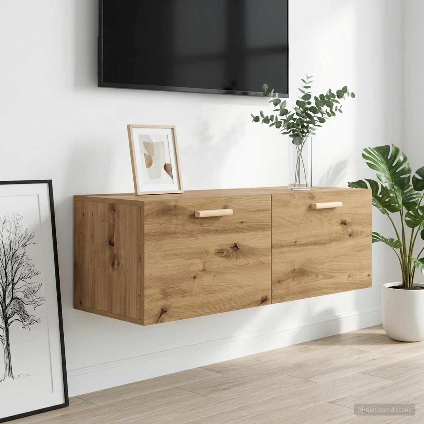 vidaXL Wall Cabinet 100 x 36.5 x 35 cm Engineered Wood Artisan oak 1