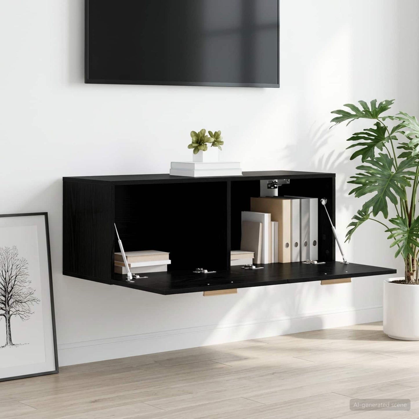 vidaXL Wall Cabinet Black oak 100 x 36.5 x 35 cm Engineered Wood 4