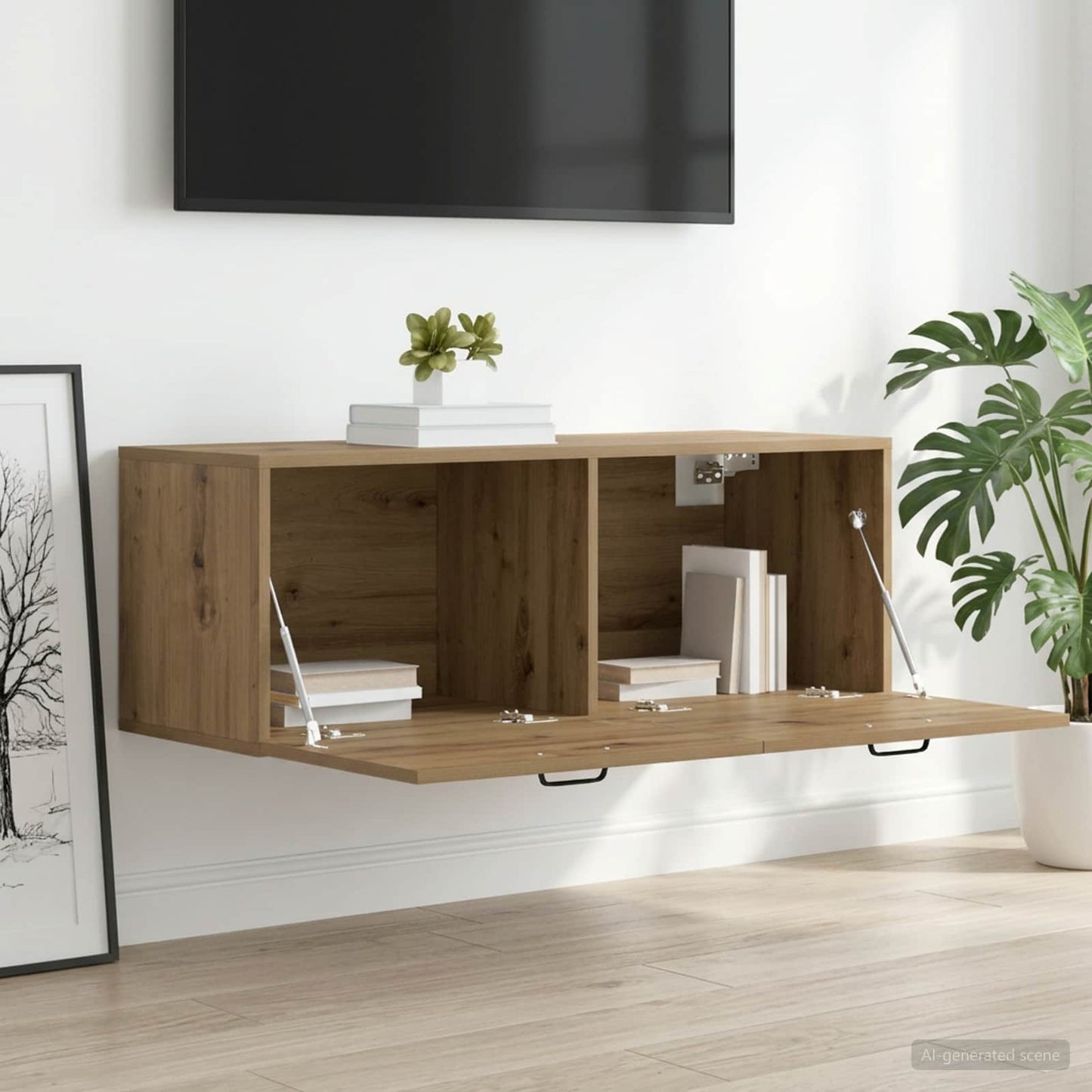 vidaXL Wall Cabinet 100 x 36.5 x 35 cm Engineered Wood Artisan oak 1