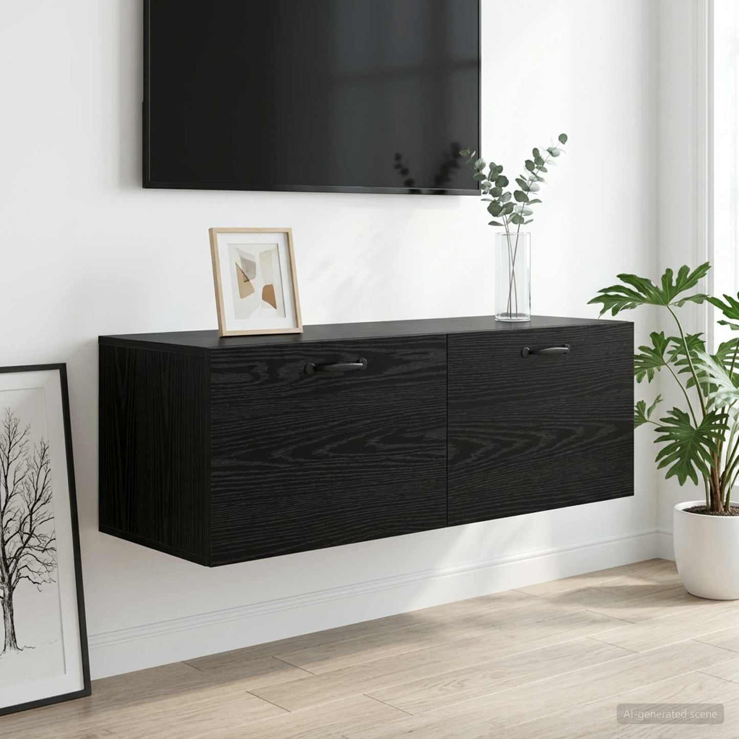 vidaXL Wall Cabinet Black oak 100 x 36.5 x 35 cm Engineered Wood 4