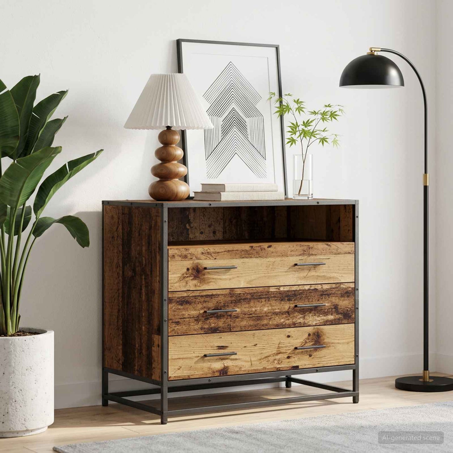 vidaXL Drawer Cabinet 3-Drawer Old wood 70 x 41 x 70 cm 1
