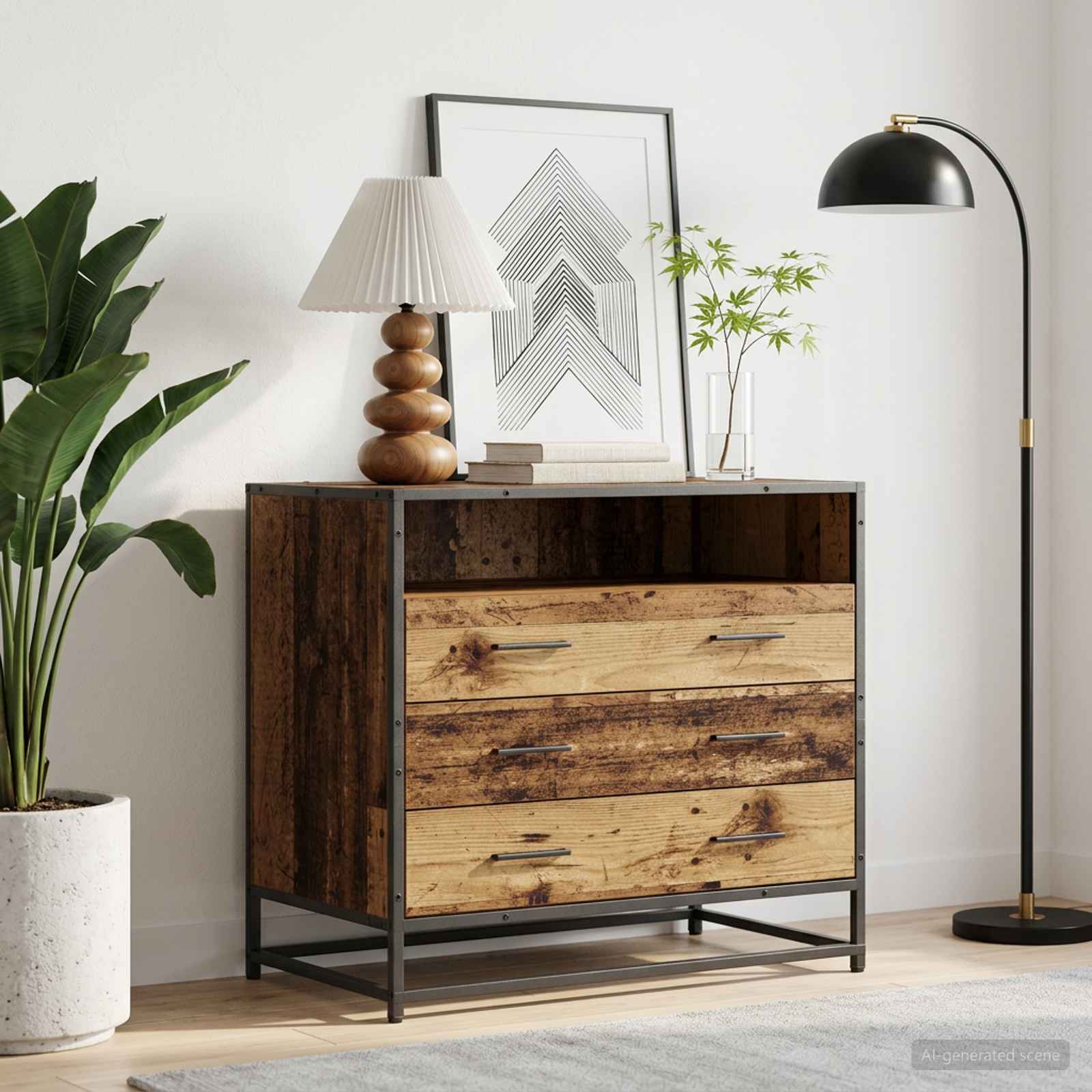 vidaXL Drawer Cabinet 3-Drawer Old wood 70 x 41 x 70 cm 1