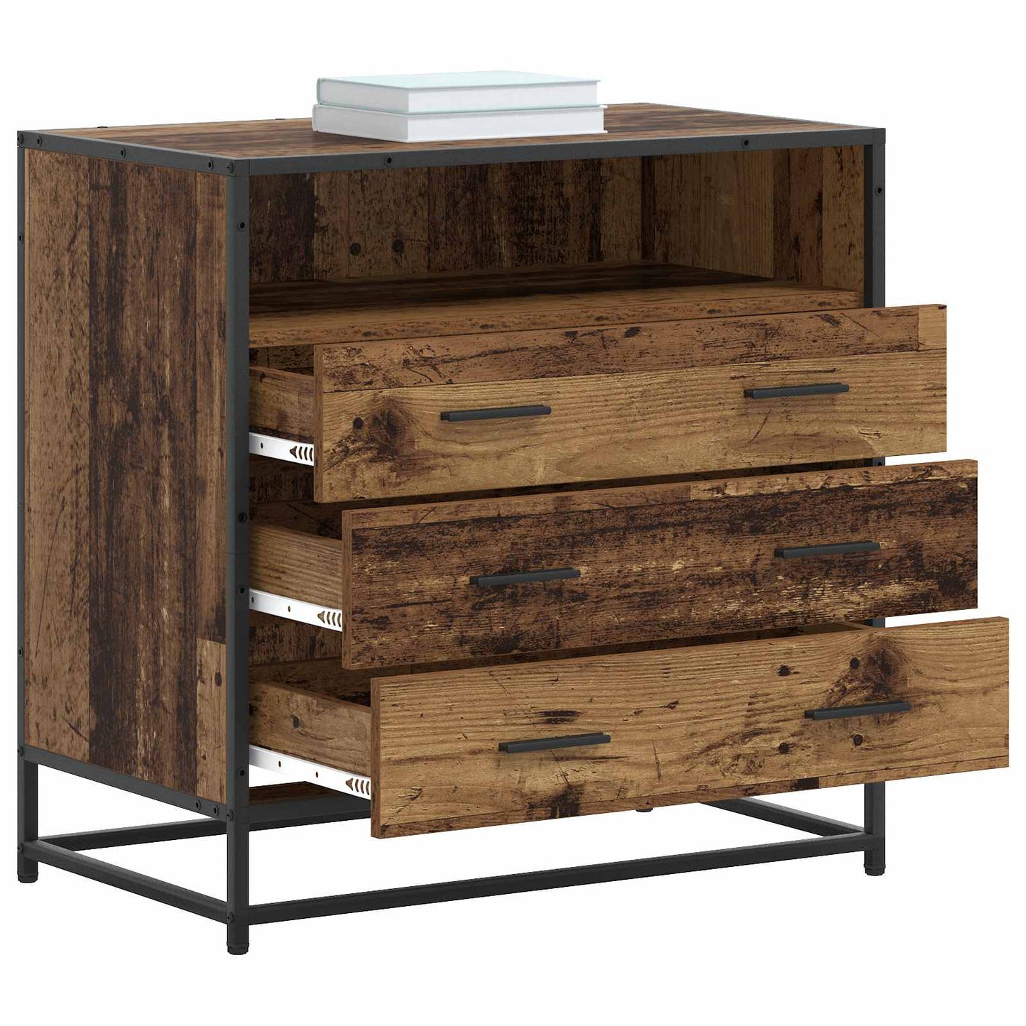 vidaXL Drawer Cabinet 3-Drawer Old wood 70 x 41 x 70 cm 3