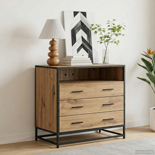 vidaXL Drawer Cabinet 3-Drawer Artisan oak 70 x 41 x 70 cm 1