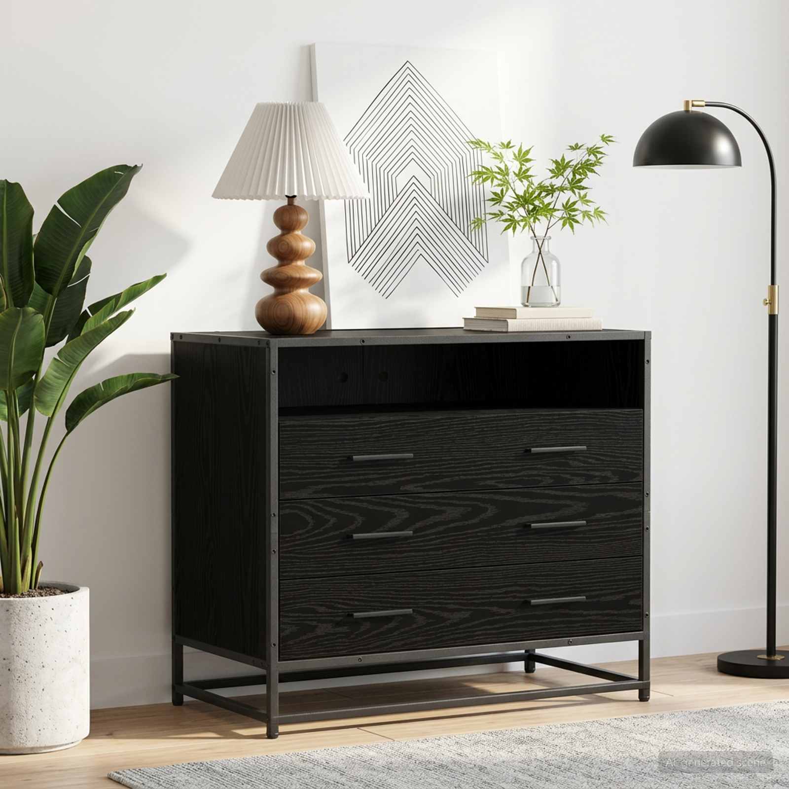 vidaXL Drawer Cabinet 3-Drawer Black oak 70 x 41 x 70 cm 1